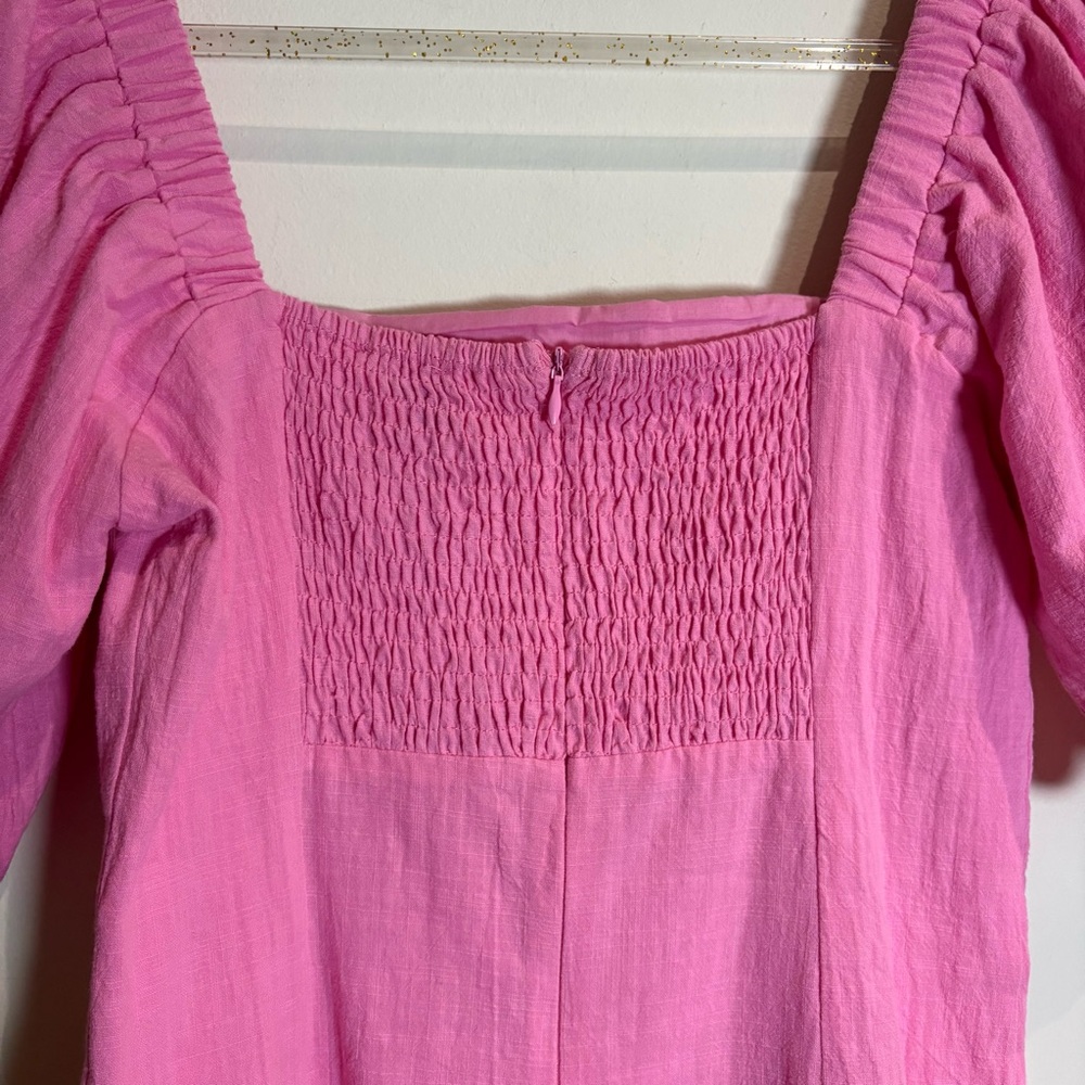 SNDYS x Revolve NWT Cotton Tuscany Linen Dress in Bubblegum Pink Size Medium - Picture 8 of 11